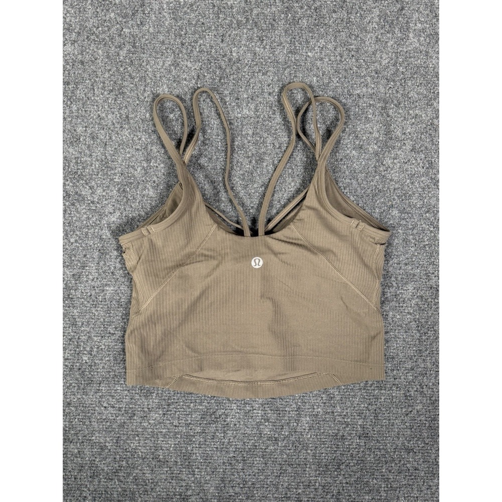 Lululemon Tank Top Womens 2 Nomad Brown Align Ribbed Strappy Cropped Athletic - Picture 9 of 16